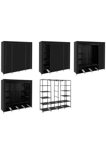 Раскладной мобильный текстильный тканевый шкаф с полками штангами для подвешивания XXL 170х170х42 см (478446-Prob) Черный Unbranded (306553423)