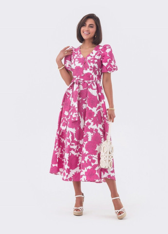 Рожева сукня з рожевим принтом та короткими рукавами Dressa