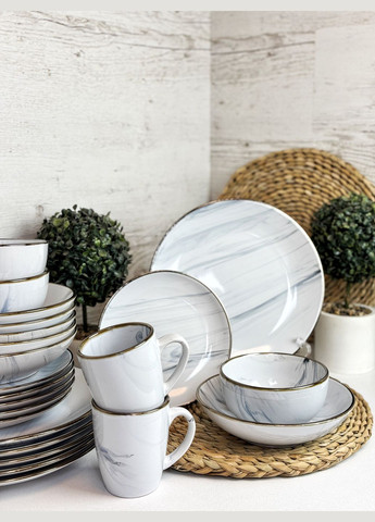 Столовий сервіз 28 пр. Maritimo Golden rim white IN0028MAR Intrendo (315931023)
