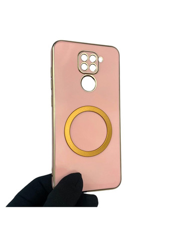 Чехол для Redmi Note 9 с кольцом MagSafe с золотой окантовкой на сяоми редми нот 9 пудровый gs1 Xiaomi (366230579)