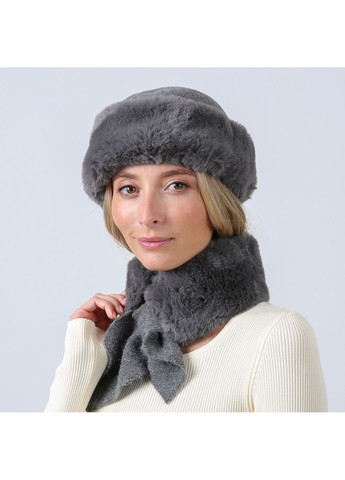 Набір шапка кубанка + шарф жіночий штучне хутро сірий ЕМІ LuckyLOOK 892-699 (352690914)