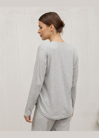 Сіра всесезон піжама жіноча кофта зі штанами в рубчик сіра розмір s, m, l, xl кофта + брюки Nicoletta Піжама