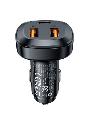 Автомобильное зарядное устройство 66W(2USB-A+USB-C) three port metal car charger (6974316281726) Acefast B9 (354830902)