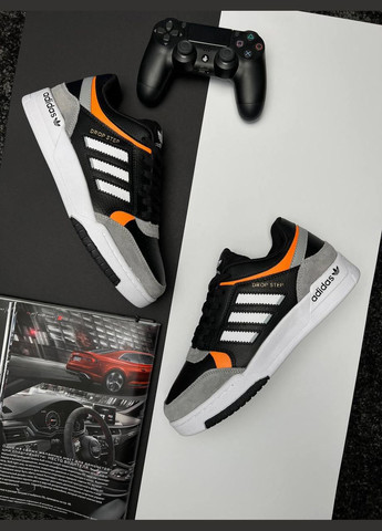 Черные демисезонные кроссовки мужские, вьетнам adidas Originals Drop Step Black Grey Orange