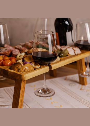 Винний столик-менажниця з дерева 50×30 см прямокутний на ніжках дуб BWS500180 LUGI (365266706)