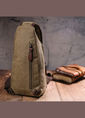 Сумка чоловіча через плече з USB кабелем із щільного текстилю 21223 Оливкова Vintage (302008777)