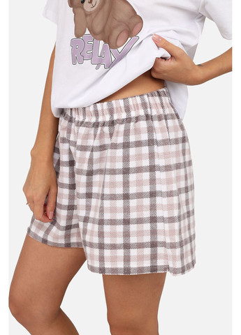 Біла всесезон піжама з шортами жіноча колір білий cb-00282046 Yuki