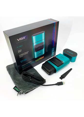 Електробритва-шейвер для бороди та обличчя V-307 GREEN металевий корпус VGR (364664440)