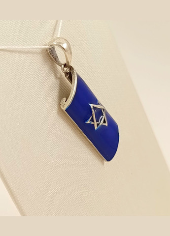 Серебряная подвеска в форме Свитка Торы со Звездой Давида, с синей эмалью 23Д-02 No Brand Підвіска (328082588)