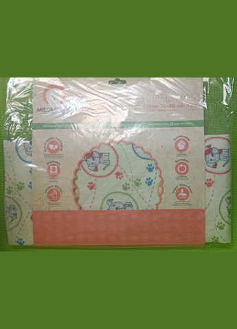 Пеленка гигиеническая многоразовая для собак Misoko&C 70х80 см (щенки зеленые разноцветные), 630226 Misoko&Co (278309562)