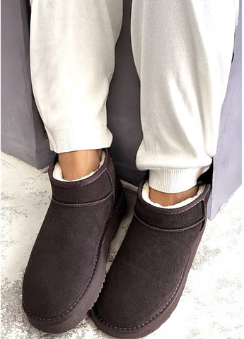 Жіночі зимові угги шоколадного кольору No Brand (367831271)