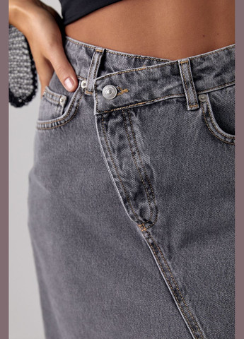 Джинсова спідниця з розрізом та бічним гульфіком блакитний колір 36р (sku_03167) No Brand (315796908)