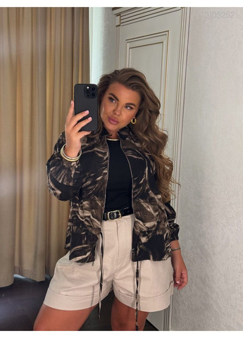 Темно-коричнева демісезонна жіноча куртка бомбер №1 (темно-коричневий) 3105252 Peony