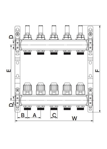 Колекторний блок із витратомірами HC1-11 x 3/4"Ek, нержавіюча сталь ITAL (316088544)