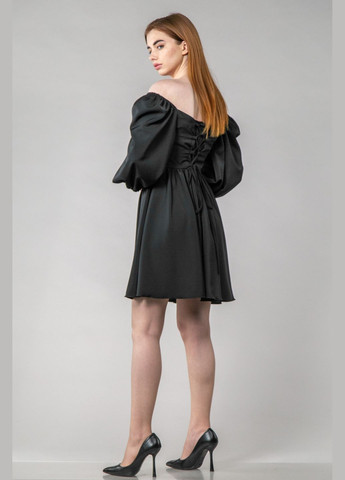 Чорна повсякденний, святковий плаття міні зі шнуровкою довгий рукав CHICLY однотонна