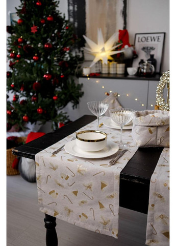 Ранер на стіл жаккардовий 40х140 см Шапочки на бежевому Прованс (366969910)