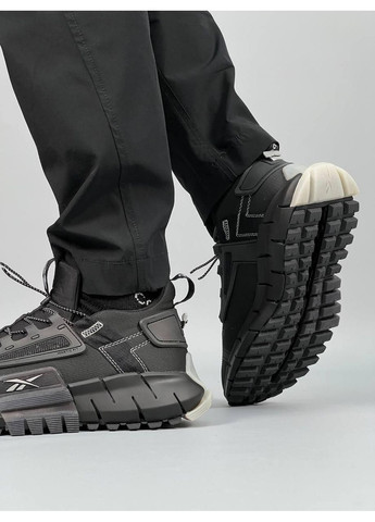 Черные демисезонные кроссовки мужские reebok zig kinetica fit black white рибок зиг кинетика No Brand