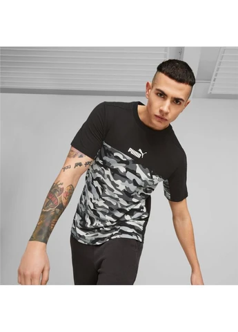 Комбинированная футболка essentials block camo black/camo 673335-01 Puma