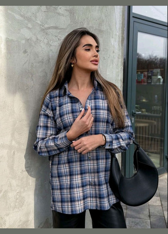 Сорочка жіноча в клітку бавовняна весна- літо Canvas пряма (323490644)