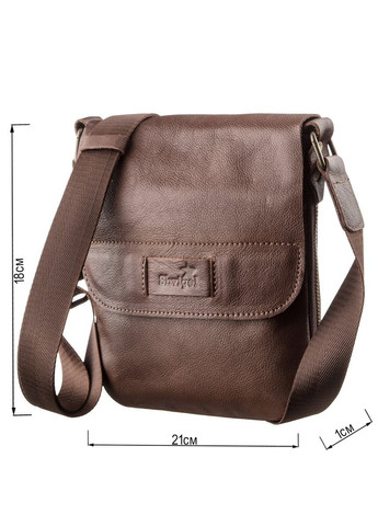 Чоловіча шкіряна сумка через плече планшет месенджер із натуральної шкіри коричнева 21*18*1 см Shvigel (329146400)