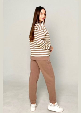 Бежевый спортивный костюм для беременных и кормящих 3-х нить, флис Dianora (317458382)