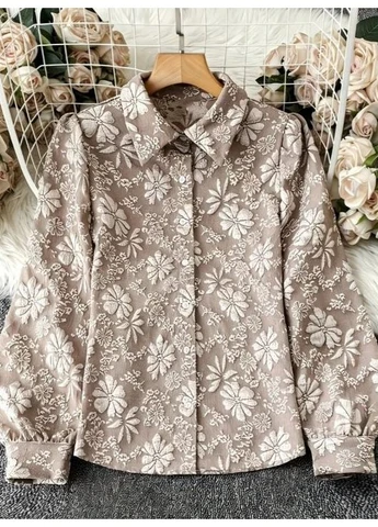 Бежевая рубашка No Brand