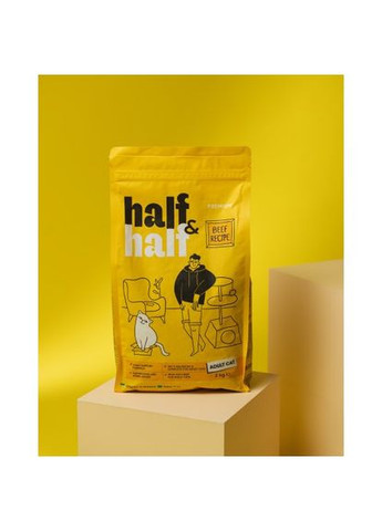 Сухий корм Half&Half для дорослих котів, з яловичиною, 2 кг (*) No Brand (323219831)