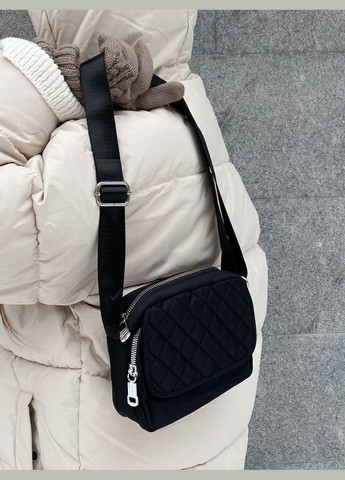 Женская классическая сумка кросс-боди 10212 на два отдела черная No Brand (290704949)