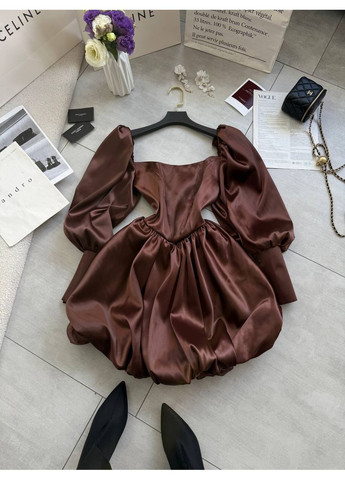 Коричнева святковий корсетна сукня з пишною спідницею з королівського атласу — заміри в описі з пишною спідницею Vione однотонна