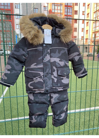 Оливковий (хакі) зимній дитячий зимовий комплект (куртка + комбінезон) брючний BabyStyle