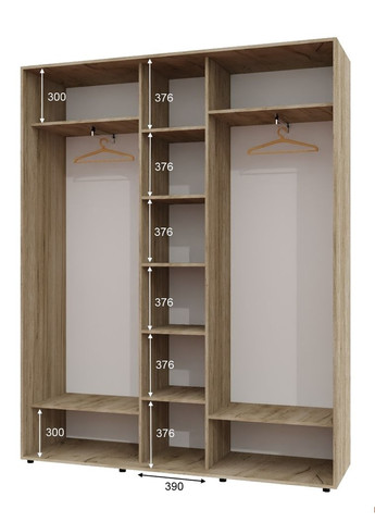 Шафа-купе тридверна 200*45*250 см Дуб крафт сірий 3 двері ДСП + Дзеркало + ДСП ШК-04 Алекса (360457846)