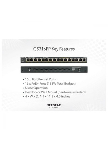Коммутатор неуправляемый GS316PP (GS316PP100EUS) Netgear (315504031)