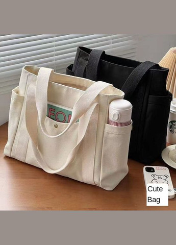 Шопер из ткани эко женская сумка шоппер для покупок без принта на молнии экосумка стильный экошоппер 32х30х10 No Brand (317959739)