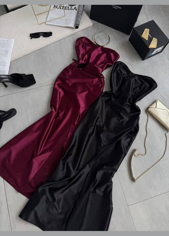 Чорна відвертий, святковий, коктейльна, вечірня вечірня сукня максі з розрізом Україна