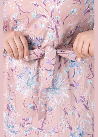 Персикова повсякденний сукня прямого силуету з прошви рукав декорований фігурним манжетом all posa (ap101987p) A'll Posa