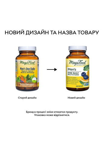 Вітаміни та мінерали Men's One Daily, 60 таблеток MegaFood (293417017)