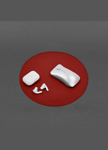 Круглый коврик для мышки из натуральной кожи красный краст (A-028472) BlankNote (330144469)