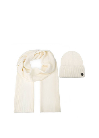 Набор шапка бини + шарф женский шерсть белый GEORGE LuckyLOOK 694-867 (289359312)