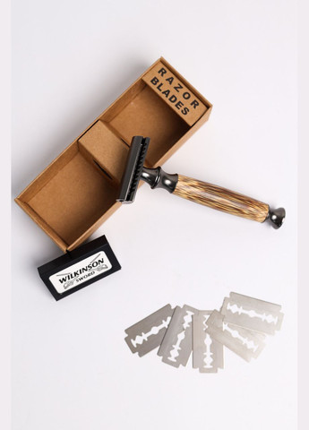 Безпечна бритва з дерев'яною потовщенною ручкою чорна No Brand (301662295)