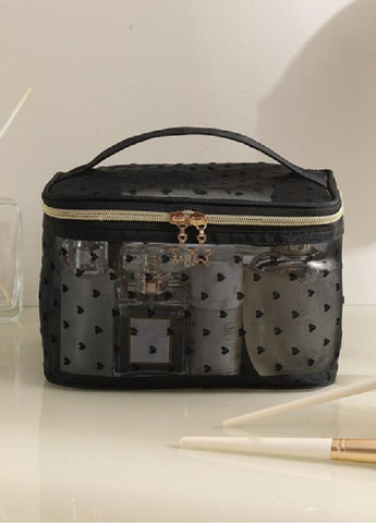 Косметичка сумка бокс кейс для хранения косметики средств личной гигиены 20х14х12 см (477082-Prob) Черная в горошек Unbranded (294292387)