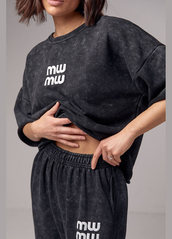 Спортивний костюм в технике тай-дай с принтом Miu Miu - черный Lurex (289060843)