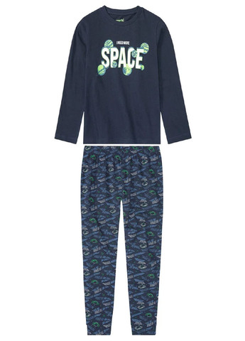 Темно-синя всесезон бавовняна піжама (лонгслів, штани) лонгслів + брюки Pepperts