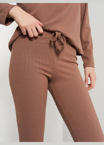 Коричнева всесезон жіноча піжама лонгслів + легінси Роза