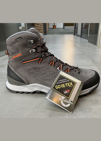 Ботинки мужские трекинговые Explorer Gtx Mid р, Grey/ flame ( /оранжевый), туристические ботинки Lowa (362601605)