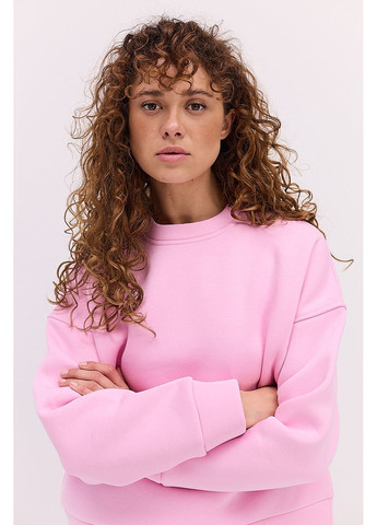 Розовый утепленный женский свитшот коричневый с принтом на спине Arjen (361056628)