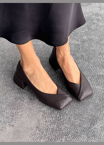 No Brand Стильні жіночі туфлі темно-коричневий з натуральна шкіра, — демісезон (324646523)