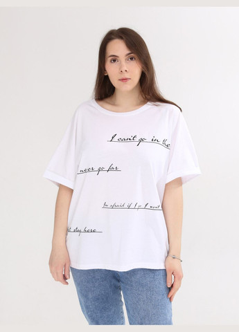 Женская футболка белая широкая большой размер Whitney Вільна - (294755961)