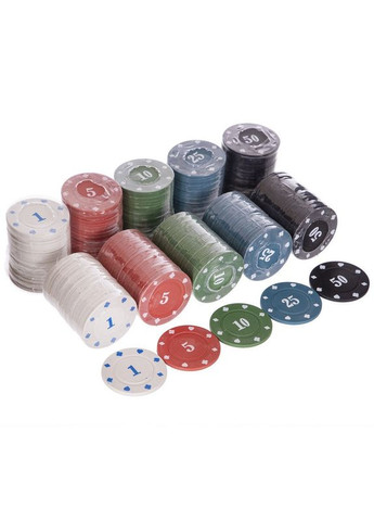 Набір для покеру в металевій коробці SP-538-045 (200 фішок, з номіналом, 2 кол.карт, полотно, р-р 24х12х12см) (538-045) SP-Sport (361436228)