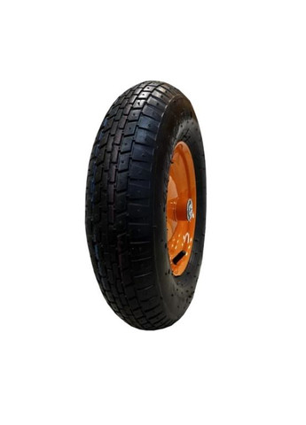 Колесо пневматичне (4х8, 380 мм, 77 мм) чорне з помаранчевим диском + вісь 12 мм (24396) BLUETOOLS (306823306)
