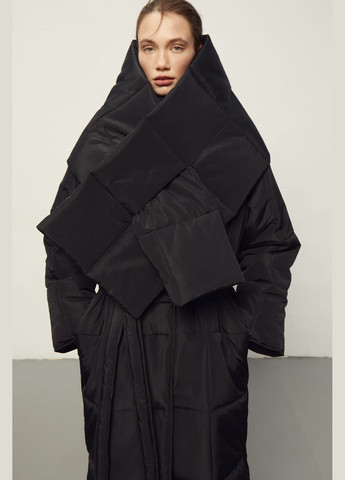 Черная демисезонная щебанное пальто 668 Papaya